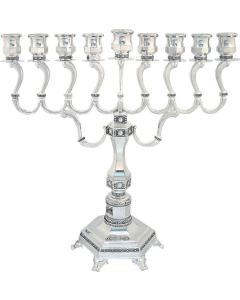 Nickel Plated "diamond" Menorah 28cm
