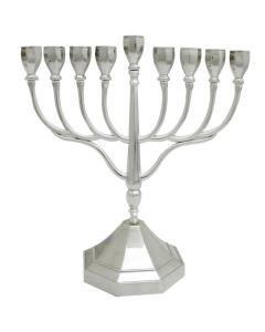 Elegant Nickel Menorah 26cm- Branched Design