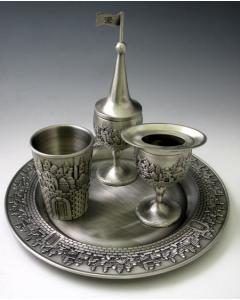 Havdallah Set Pewter Jerusalem Design