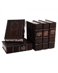 Machzor HaMeforash 5 Volume Set - Antique Leather Ashkenaz 6x9