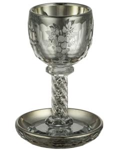 Crystal Kiddush Cup "Blessing" 16 Cm With Stones