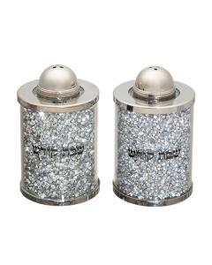 Crystal Salt and Pepper Set w/ Silver Stones