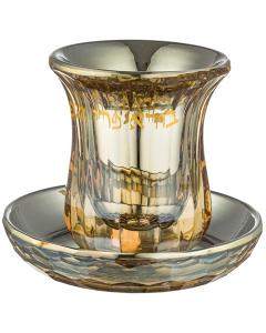 Crystal Kiddush Cup and Plate (No Stem)