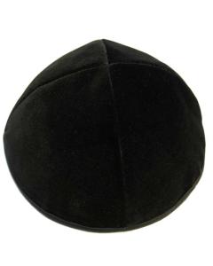 Velvet Black Kippah 4 Part With Rim Majestic