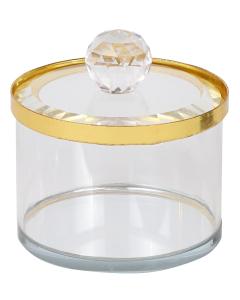 Crystal Honey Dish Gold Rim