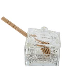 Crystal Honey Dish 7X7 Cm- Silver Pomegranate