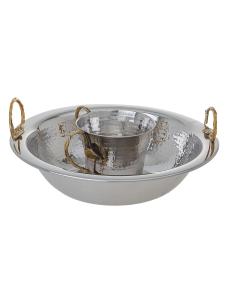 Wash Cup and Bowl Stainless Steel w/ Gold Handles