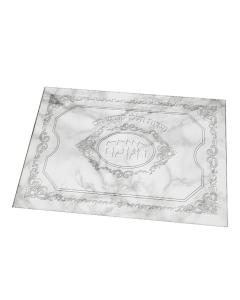 Chanukah Tempered Glass Silver Marble Menorah Tray  - Large