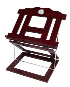 Wooden 2 Tone Book Stand 2 Position Silver Clock 15 x12 "