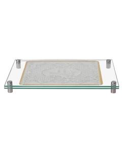 Glass Challah Board With Silver Shabbos Plate