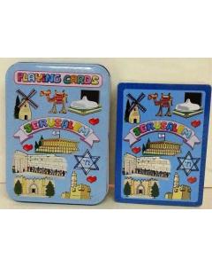 Playing Cards in a Tin Box - Jerusalem Theme