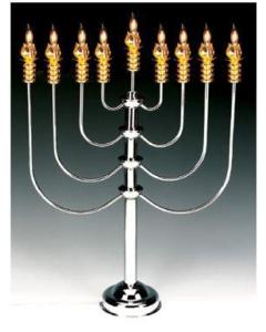 Silverplated-Goldplated Flower Electric Menorah 27'' W/Flickering Bulbs