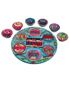 Seder Plate and Six Small Bowls - Oriental