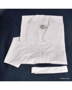 FULL CUSTOM DESIGNED KITTEL WITH PLEATS AND LACE /  1/3” LACE, 5 SMALL TUCK