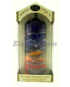 Safed Round Pillar Havdalah Candle Colorful - Large Havdala Candle 2'' x 8'' (Assorted Colors)