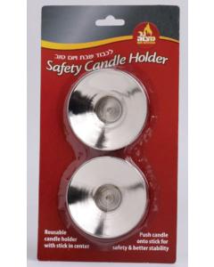 Safety Candle Holder Drip Cup with Pin 2 Pack - Safety Candle Holder - Silver