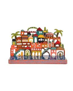 Painted Metal Lazer Cut Menorah - Jerusalem