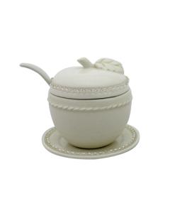 Ceramic Honey Dish with stones Apple Shape