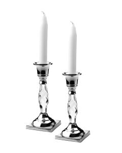 Set of 2 Candle Holders with Crystal Glass Base - 6"