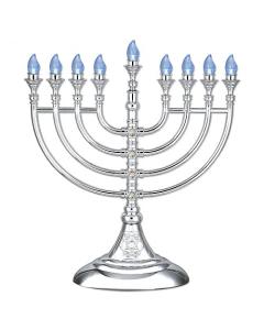 Silver Electroplated LED Battery or USB Powered Menorah