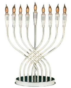 Chrome Plated "Illumination" Electric Menorah with Flickering Bulbs