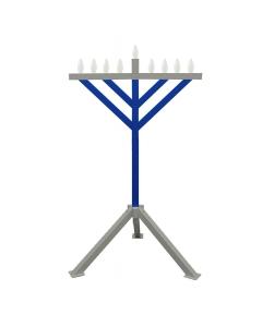 Large Indoor/Outdoor PVC Menorah Blue/Silver
