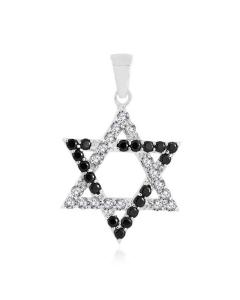Sterling Silver Star of David Pendant - Pave Stone Setting