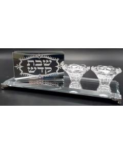 Crystal Candle Holder With Match Box Holder For Long Matches