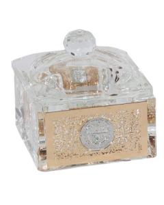 Crystal-Silver Dish With Cover - Gold Metal