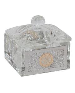 Crystal-Gold Dish With Cover - Silver Metal