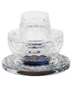 Mayim Achronim With Silver Jerusalem Design Blue Tray