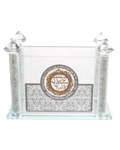 Crystal Zemiros Holder Broken Glass Silver Plaque