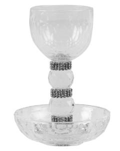 Crystal, Silver And Diamonds Kiddush Cup Tray