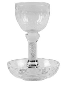 Kiddush Cup - Crystal With Light Silver Stones