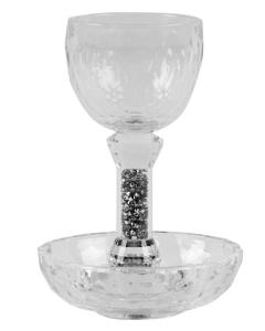 Crystal With Silver Stones Kiddush Cup