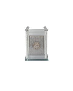 Crystal Zemiros holder Silver Floral Plate With Gold Shabbat Kodesh