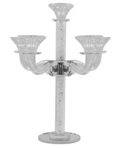 Crystal Candelabra 5 With Light Silver Stones 15"H