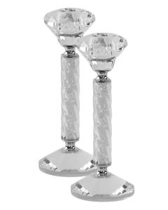 Candlesticks Crystal And Silver 7"