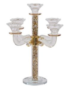 5 Branch Gold-Silver Filling Crystal Candelabra