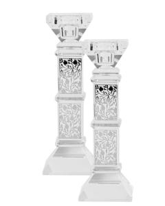 Crystal And Silver Floral Candlesticks 7