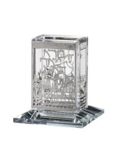 Crystal Havdalah Holder Jerusalem Silver 3x3.5"