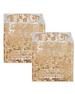 Crystal And Gold Tealight Candle Holder 2"H X 2"W