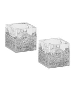 Crystal And Silver Tealight Candle Holder 2"H X 2"W