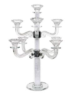 Crystal Candelabra 9 Branches White Filling - 18" Tall