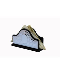 Mahogany And Silver Napkin Holder