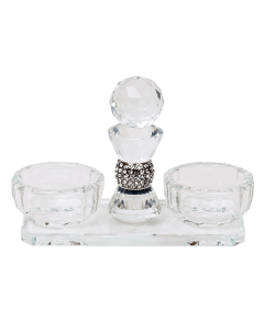 Salt & Pepper Holder Crystal With Silver Stones