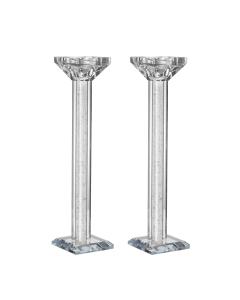Crystal Candlestick with Clear Filling & Mirror Stands -  9.5" H