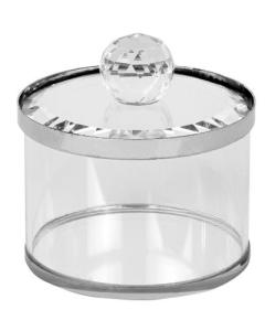 Crystal Honey Dish Silver Rim