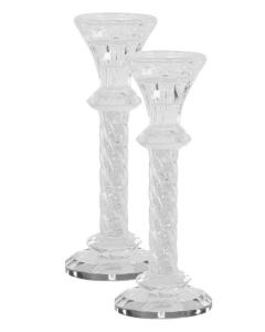 Crystal Candlesticks White Stones 8.5"