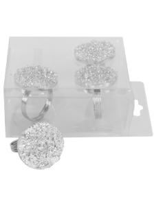 Silver Splatters Napkin Ring Set Of 4